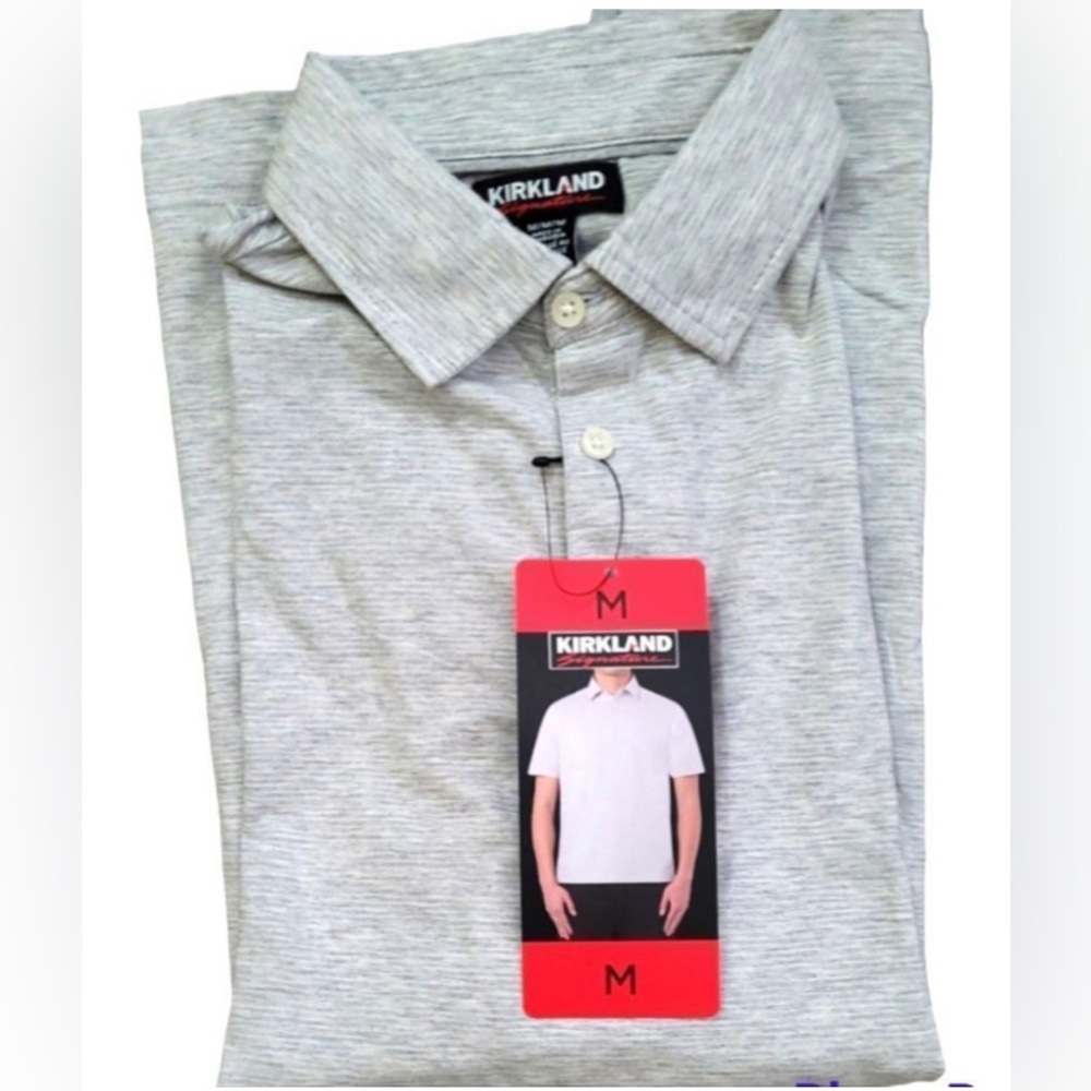 Gray and White Kirkland Men's Short Sleeved
Polo Size Medium NWT